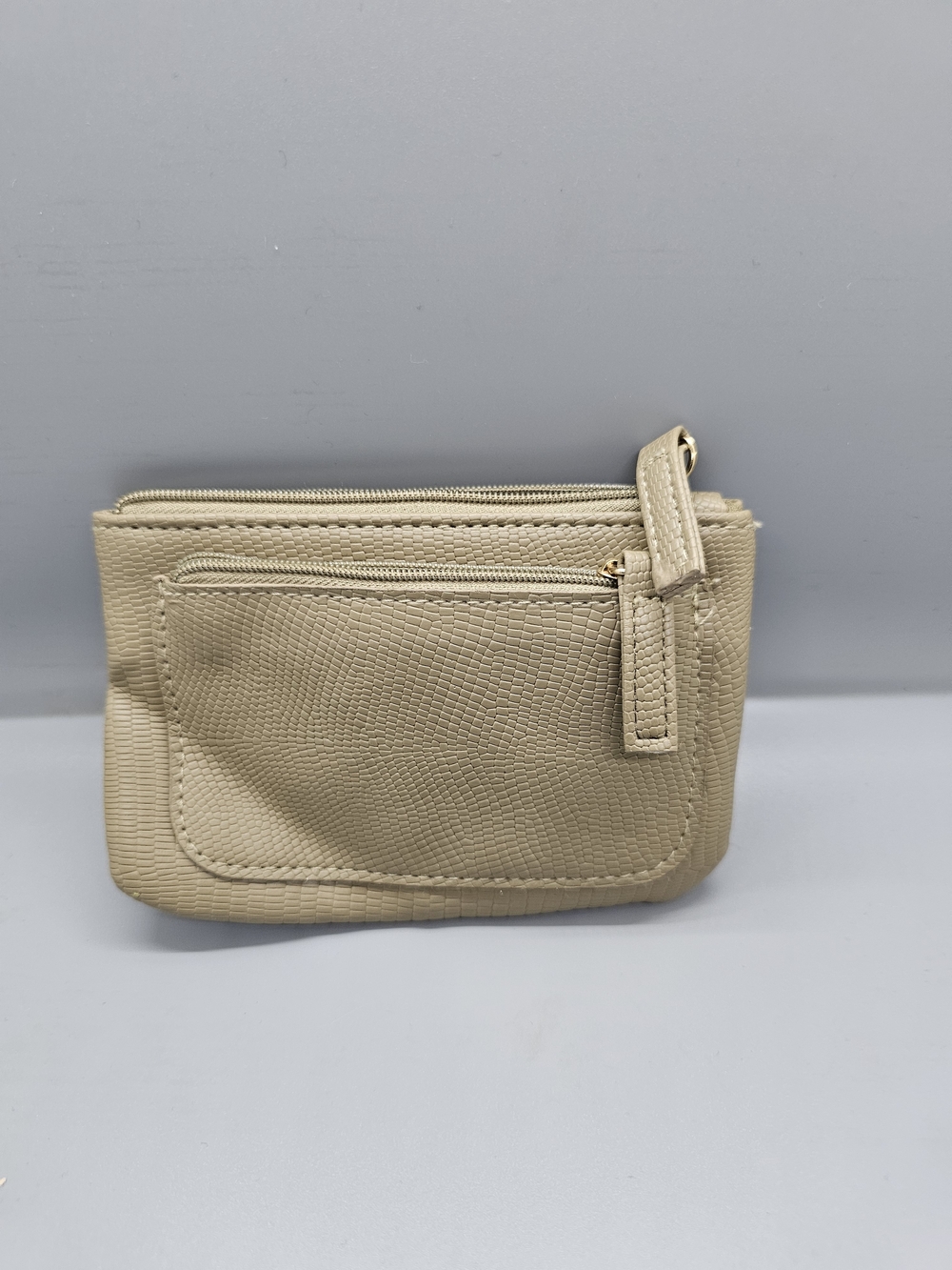 Primark Beige Textured Wristlet Clutch with Front Pocket